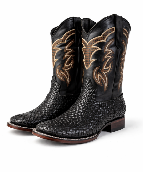 Bota Vaquera Legado de Piel Estilo Petatillo Negra