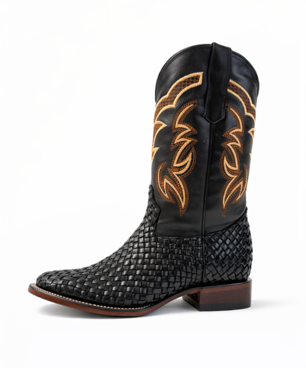 Bota Vaquera Legado de Piel Estilo Petatillo Negra