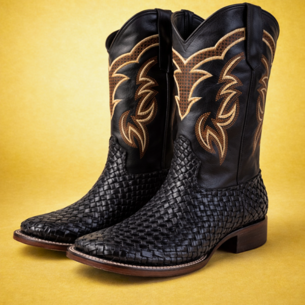 Bota Vaquera Legado de Piel Estilo Petatillo Negra