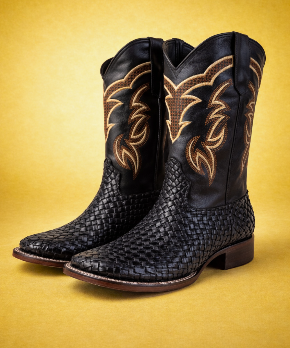 Bota Vaquera Legado de Piel Estilo Petatillo Negra