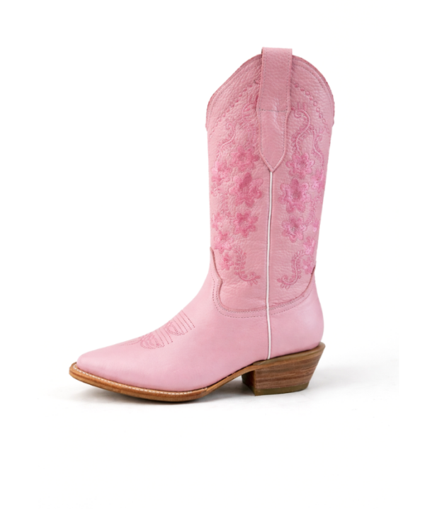 Bota Vaquera Camila de Piel en Rosa