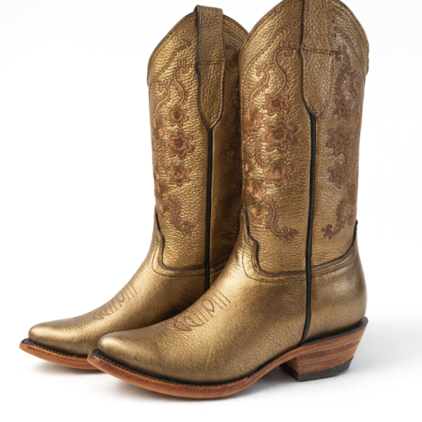 Bota Vaquera Camila Dorada de Piel