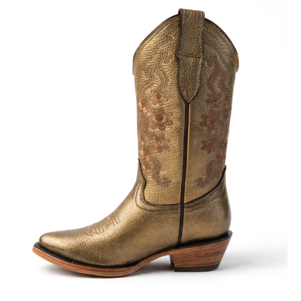 Bota Vaquera Camila Dorada de Piel