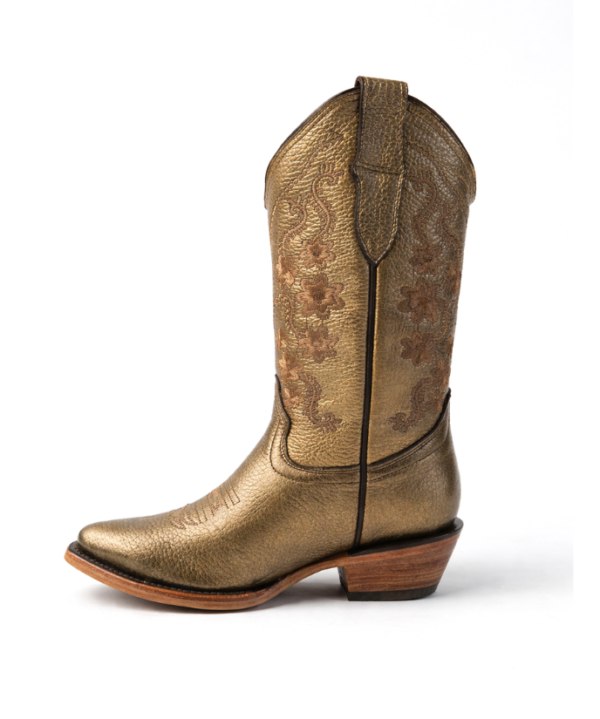 Bota Vaquera Camila Dorada de Piel