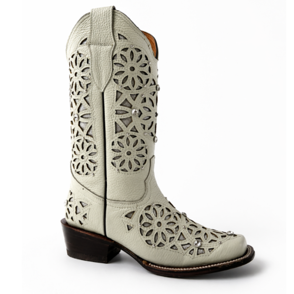 Bota Vaquera Rodeo Corte Láser Atrapasueños Hueso