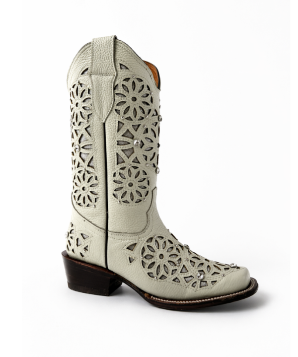 Bota Vaquera Rodeo Corte Láser Atrapasueños Hueso
