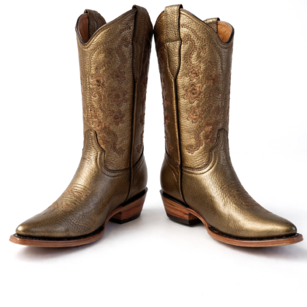Bota Vaquera Camila Dorada de Piel