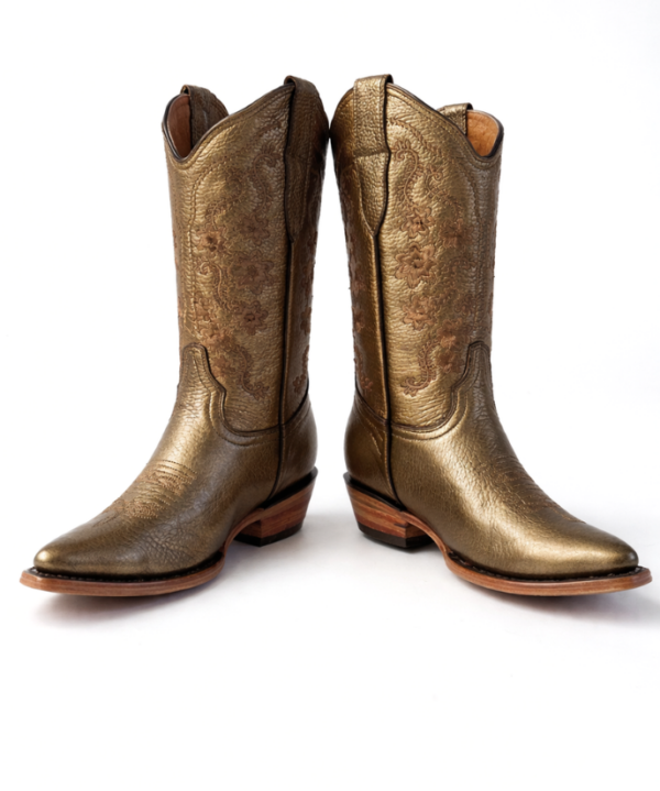 Bota Vaquera Camila Dorada de Piel
