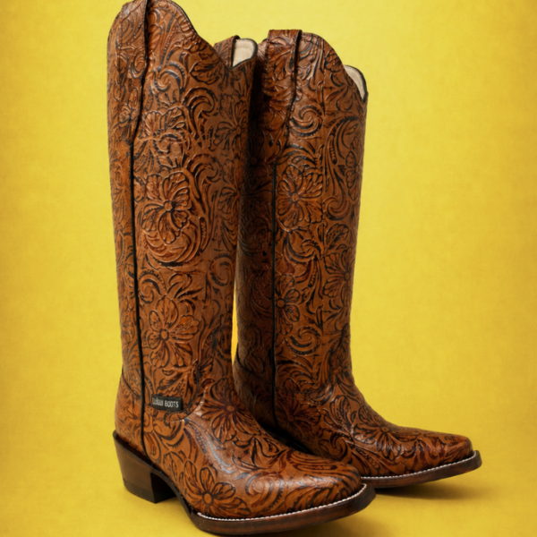 Bota Vaquera Cincelada Emiliana Miel de Piel