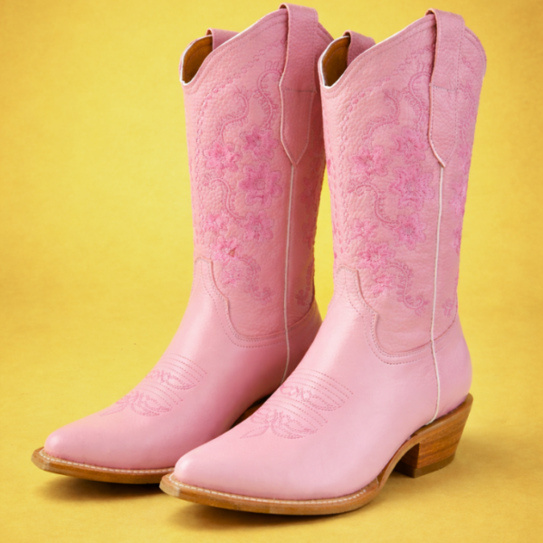 Bota Vaquera Camila de Piel en Rosa