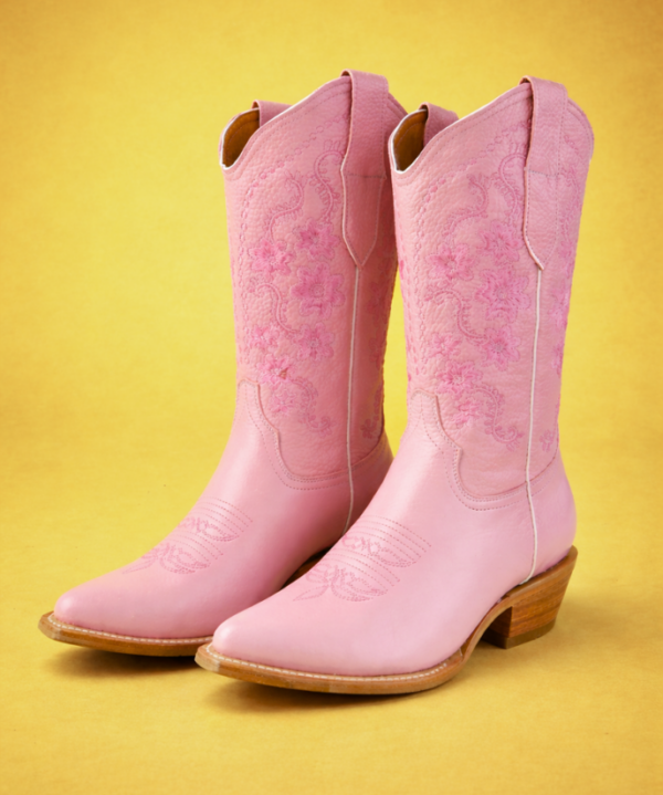 Bota Vaquera Camila de Piel en Rosa