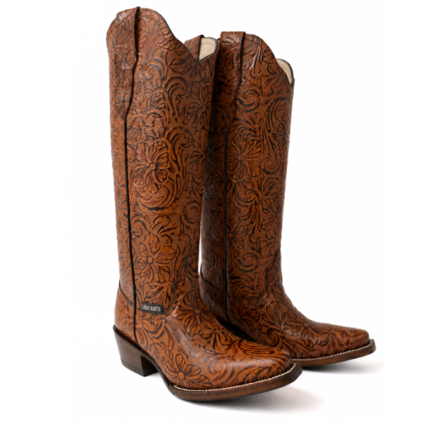 Bota Vaquera Cincelada Emiliana Miel de Piel