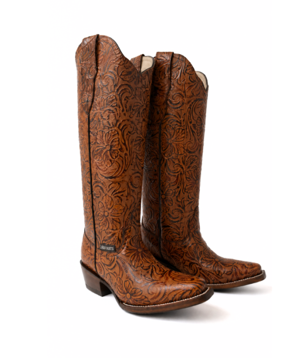 Bota Vaquera Cincelada Emiliana Miel de Piel
