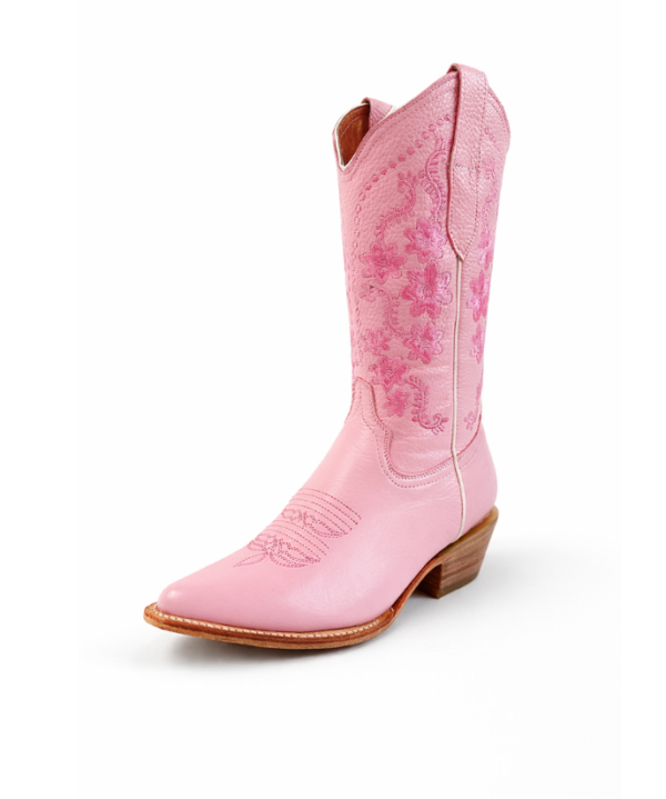 Bota Vaquera Camila de Piel en Rosa