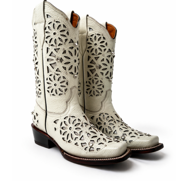 Bota Vaquera Rodeo Corte Láser Atrapasueños Hueso