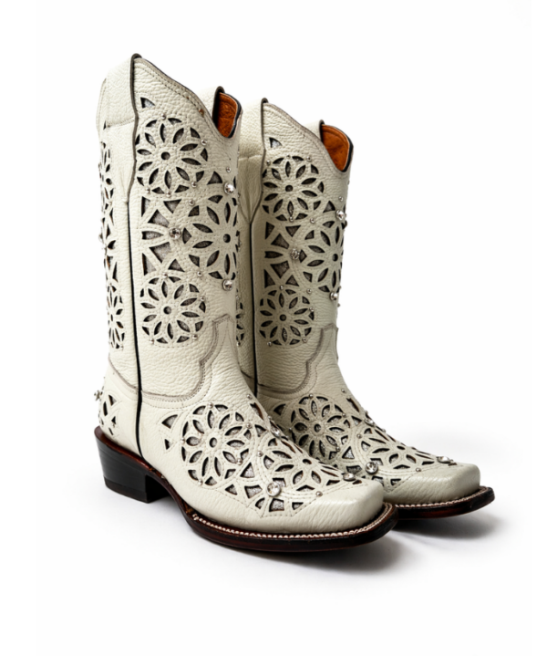 Bota Vaquera Rodeo Corte Láser Atrapasueños Hueso