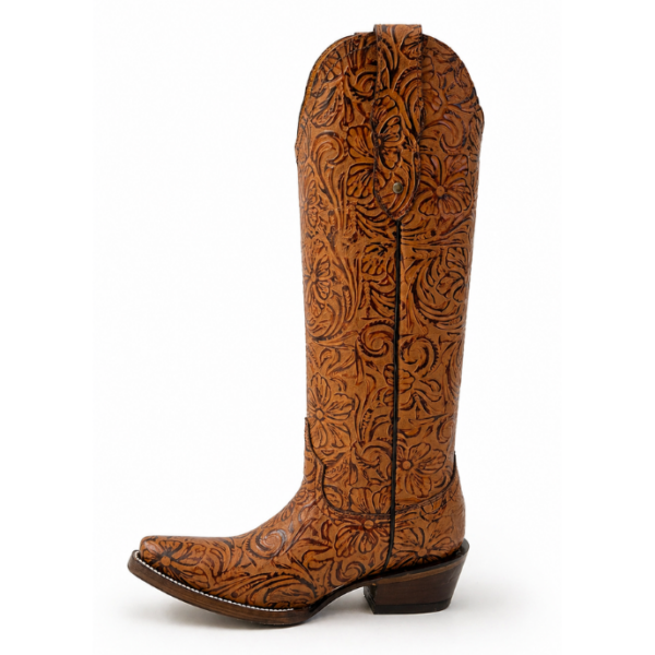 Bota Vaquera Cincelada Emiliana Miel de Piel