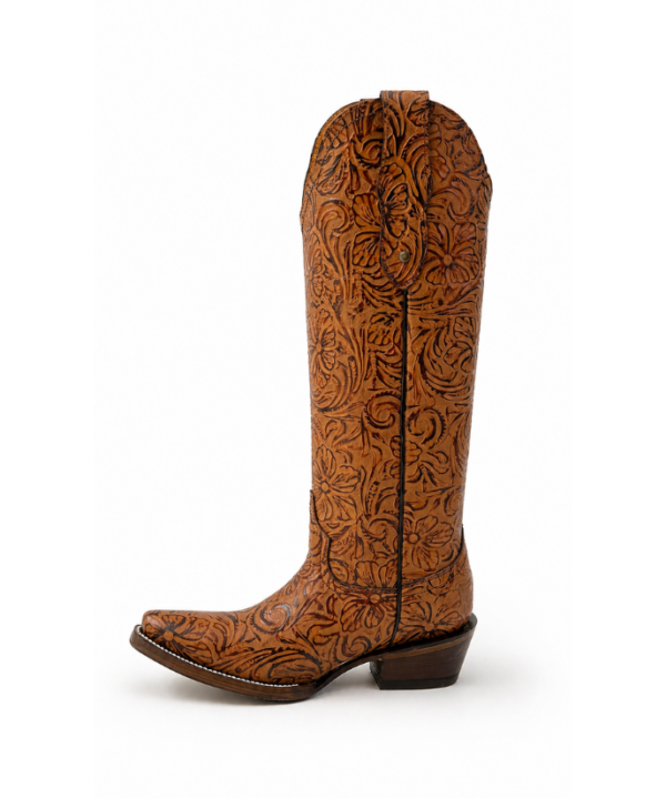 Bota Vaquera Cincelada Emiliana Miel de Piel