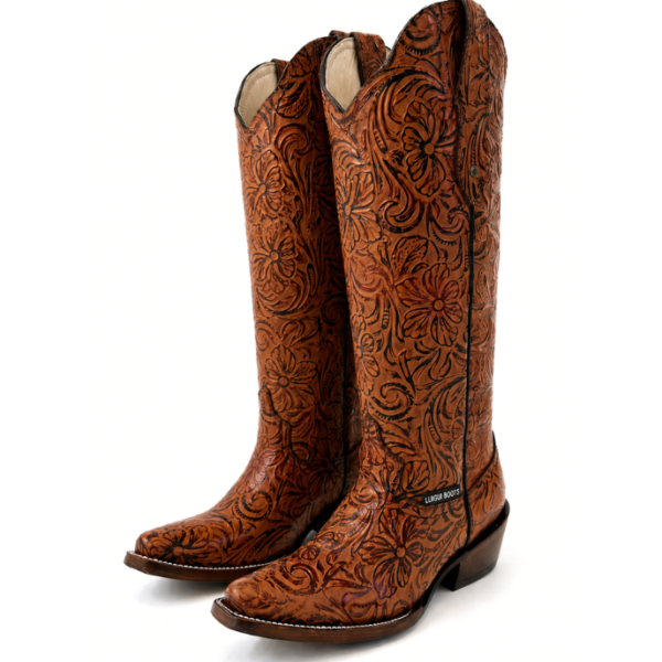 Bota Vaquera Cincelada Emiliana Miel de Piel