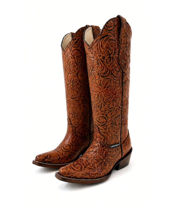 Bota Vaquera Cincelada Emiliana Miel de Piel