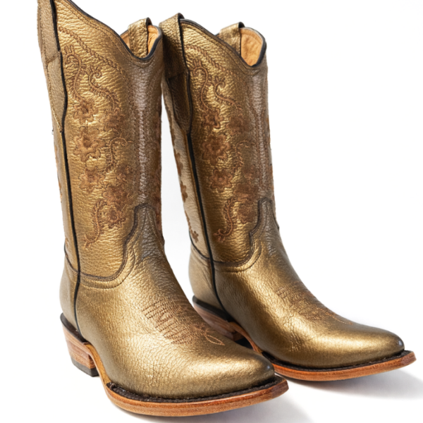 Bota Vaquera Camila Dorada de Piel