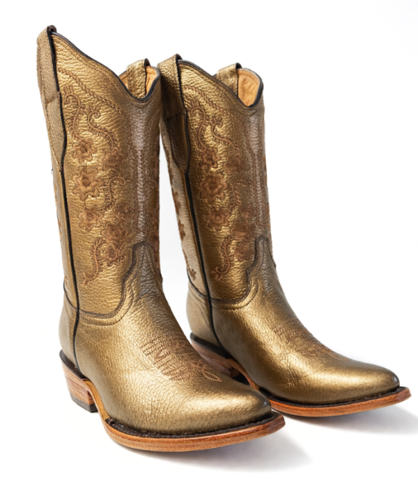 Bota Vaquera Camila Dorada de Piel