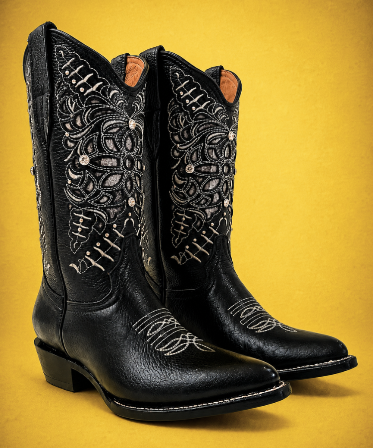 Bota Vaquera Corte Laser Areli Negra