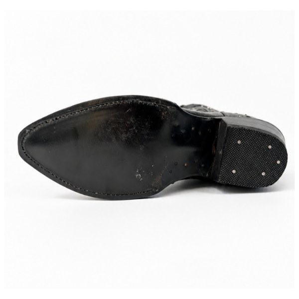 Suela De Cuero Natural Bota Vaquera Puntal Corte Láser Atrapasueños Negra