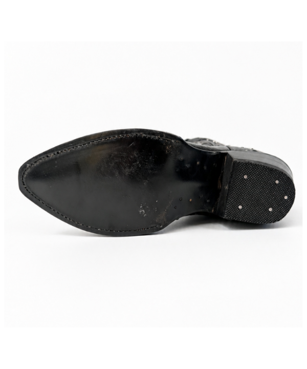 Suela De Cuero Natural Bota Vaquera Puntal Corte Láser Atrapasueños Negra