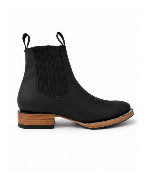 100% Piel Genuina Botín Vaquero Texas Black