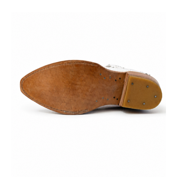 Suela De Cuero Natural Bota Vaquera Puntal Corte Láser Atrapasueños Hueso