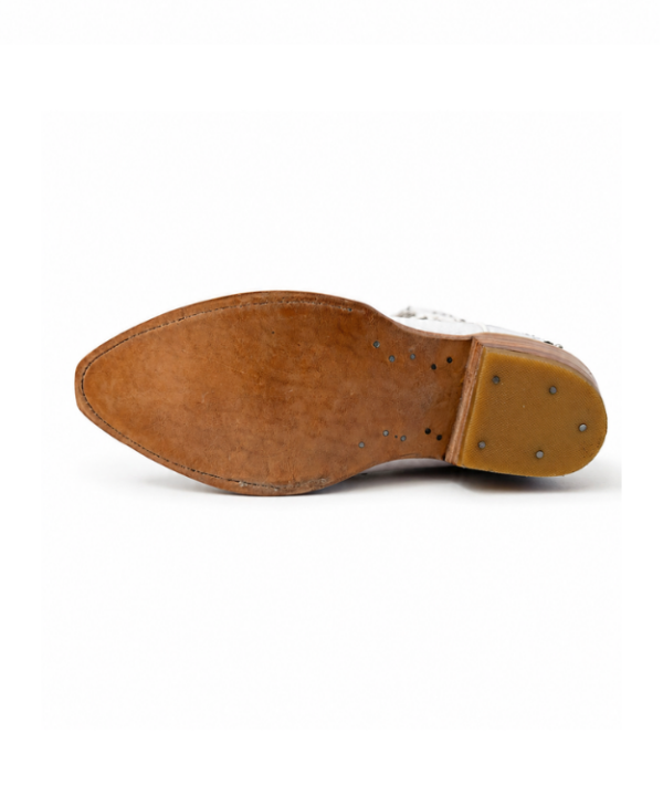 Suela De Cuero Natural Bota Vaquera Puntal Corte Láser Atrapasueños Hueso
