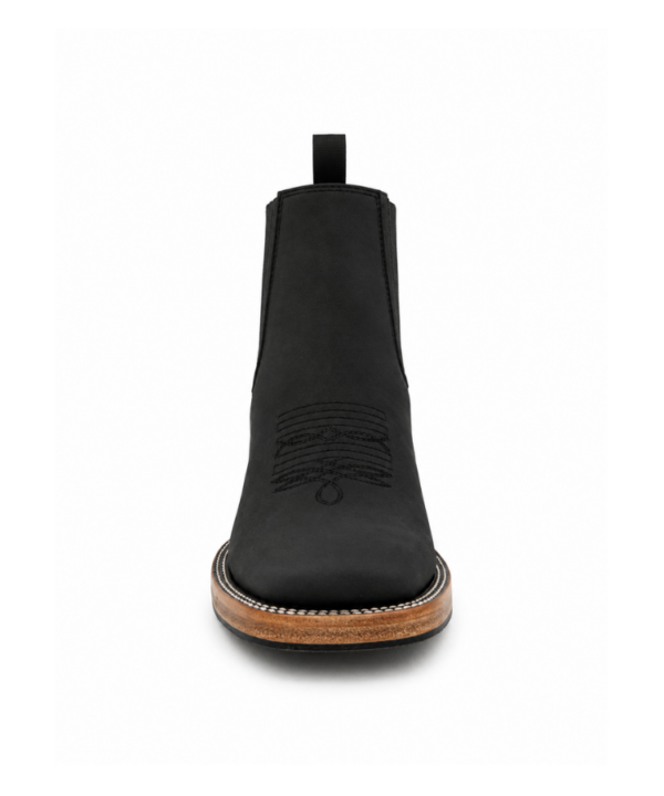 100% Piel Genuina Botín Vaquero Texas Black