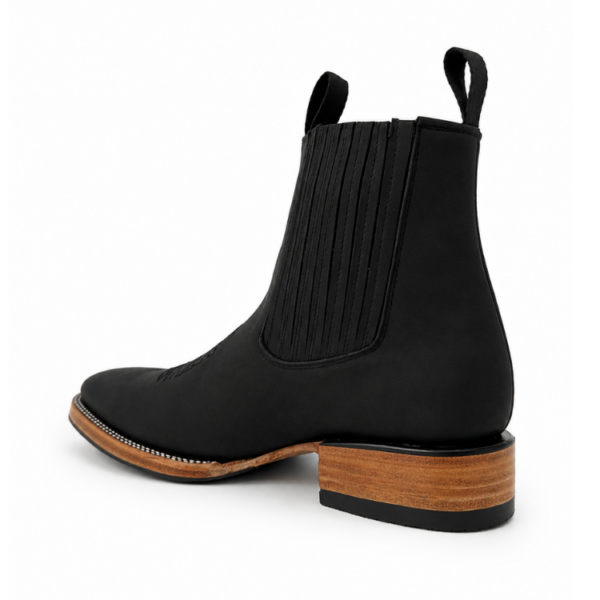 100% Piel Genuina Botín Vaquero Texas Black
