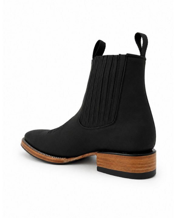 100% Piel Genuina Botín Vaquero Texas Black