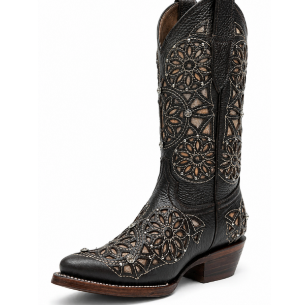 Bota Vaquera Puntal Corte Láser Atrapasueños Café