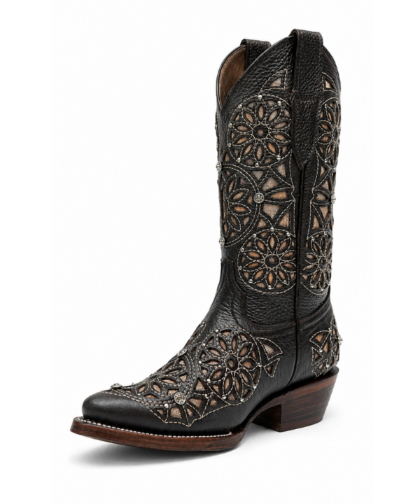 Bota Vaquera Puntal Corte Láser Atrapasueños Café