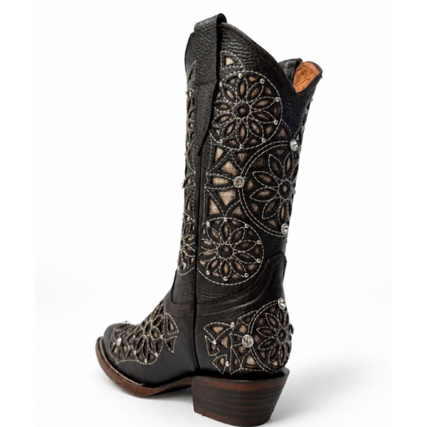 Bota Vaquera Puntal Corte Láser Atrapasueños Café
