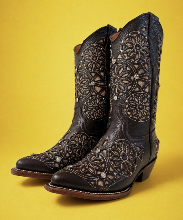 Bota Vaquera Puntal Corte Láser Atrapasueños Café